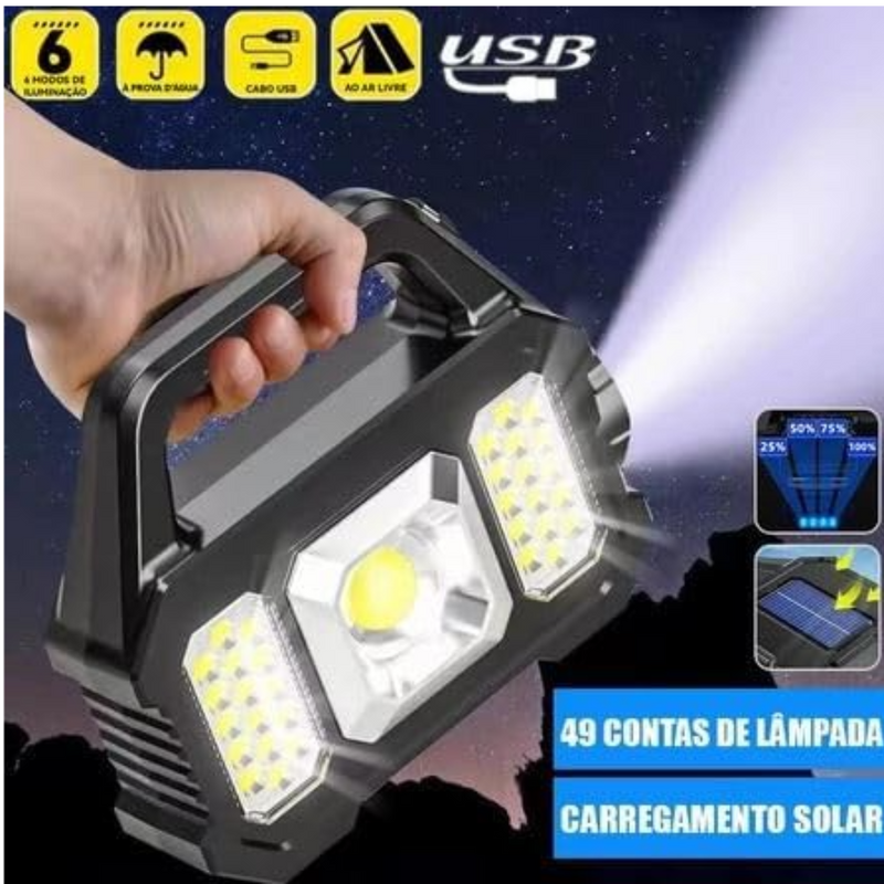 Lanterna LED Portátil Recarregável USB, [ Luz Solar 500 Lumens ]