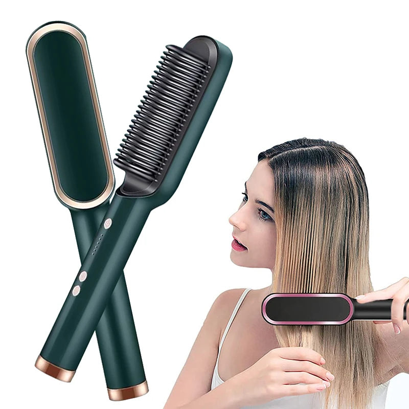 Escova Chapinha Multi-função 2 em 1 HBMH - O Segredo para Cabelos Lisos, Brilhantes e Sem Frizz