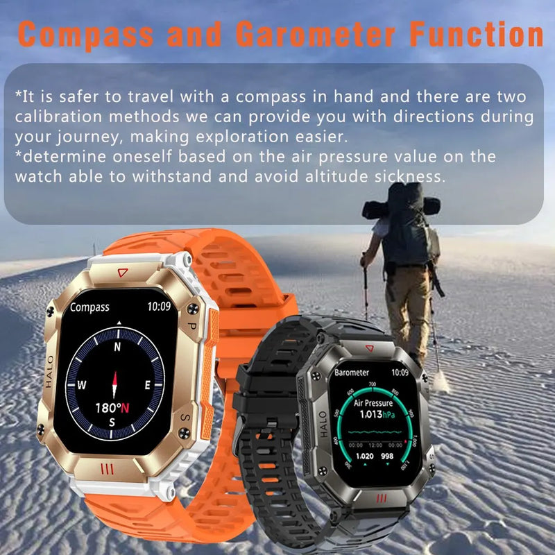 Relógio digital Militar Smartwatch com Bússola Barômetro Altímetro GPS Trajetória Esporte ao ar livre Bluetooth Call 650mAh.