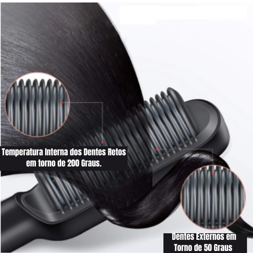 Escova Chapinha Multi-função 2 em 1 HBMH - O Segredo para Cabelos Lisos, Brilhantes e Sem Frizz