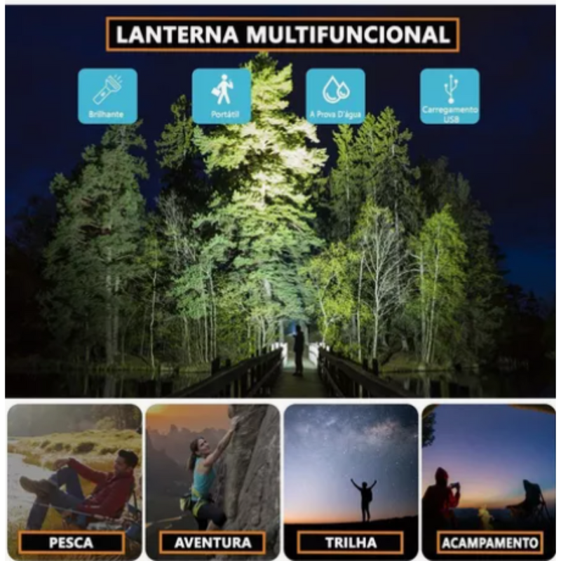 Lanterna Tática 4x1 LightPower [ Recarregável ]